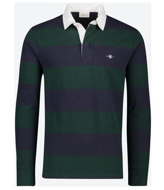 Gant donkerblauw donkergroen heren streep rugby shirt sweater