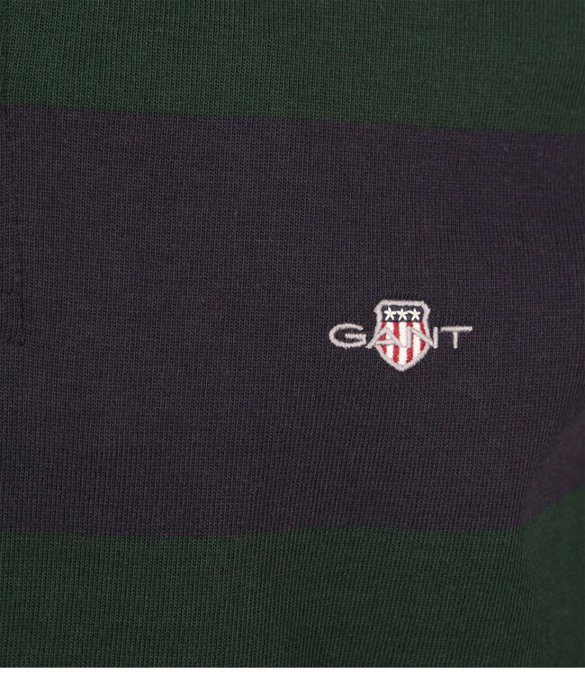 Gant donkerblauw donkergroen heren streep rugby shirt sweater