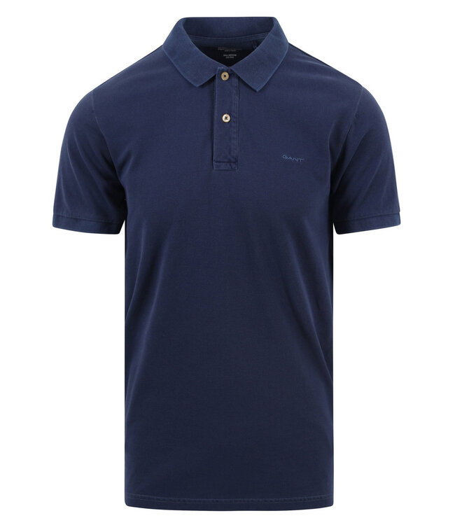 Gant donkerblauw gewassen heren polo korte mouw