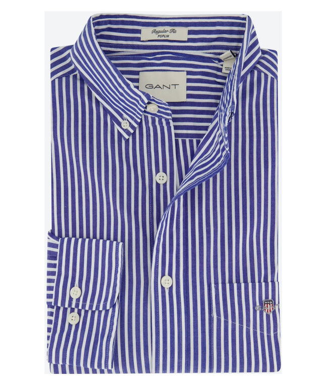 Gant 3000130-436 heren overhemd kobaltblauw-wit streepje