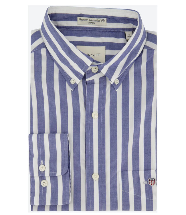 Gant 3240039-436 heren blauw wit brede streep lange mouw