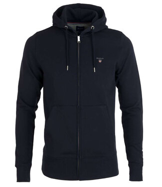 Gant heren donkerblauw sweat vest met rits en capuchon