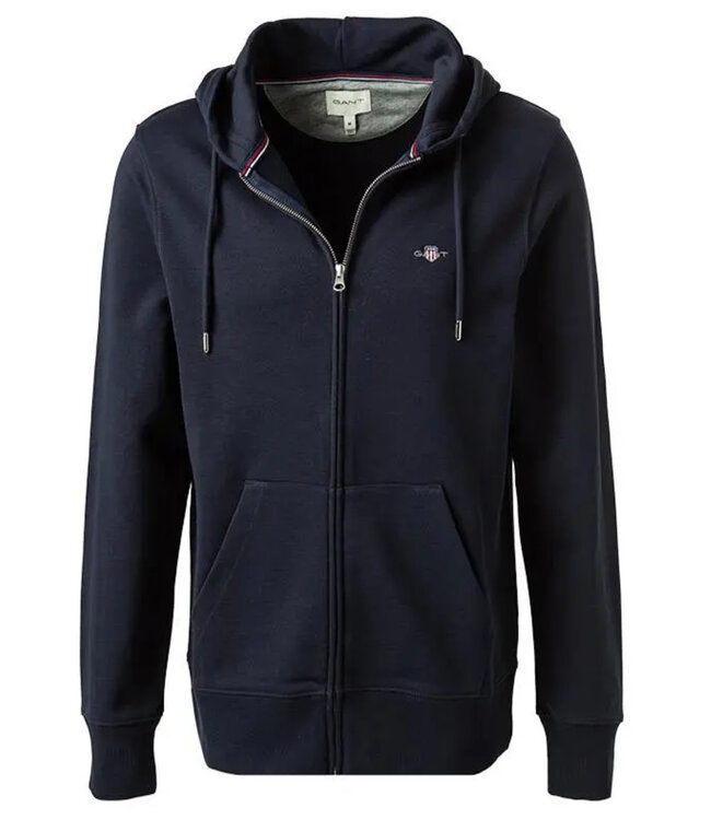 Gant 2007059 433 heren donkerblauw sweat vest met rits en capuchon