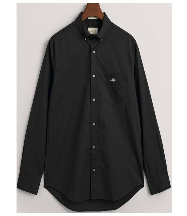 Gant 3000100-5 heren overhemd zwart poplin 1knoops button down