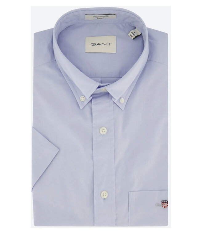 Gant 3000101 455 overhemd lichtblauw korte mouw button down met borstzak
