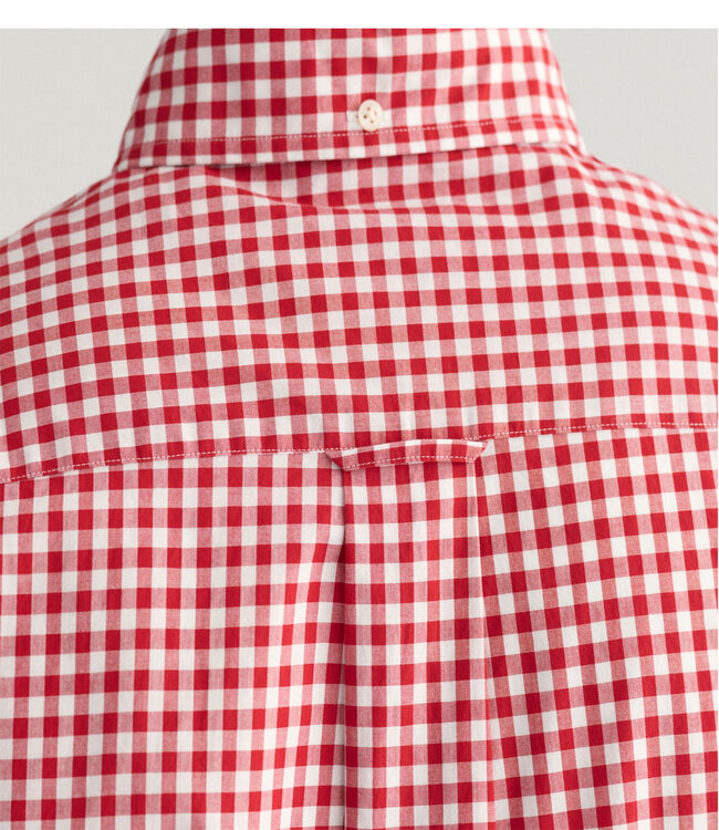 Gant 3000121-630 heren overhemd rood wit ruitje korte mouw button down met borstzak