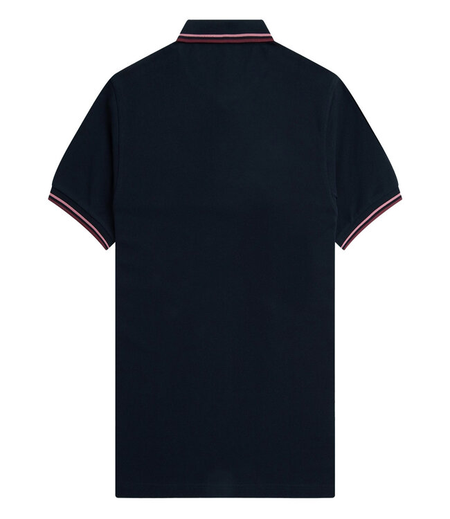 Fred Perry M3600 T57 Twin Tipped polo donkerblauw met bordeaux rood Fred Perry logo