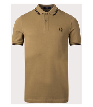 Fred Perry Twin Tipped polo bruin met zwart Fred Perry logo