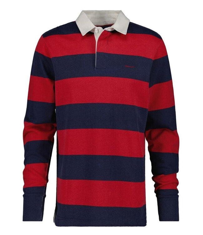 Gant 2005123 630 donkerblauw rood streepte heren rugby shirt sweater