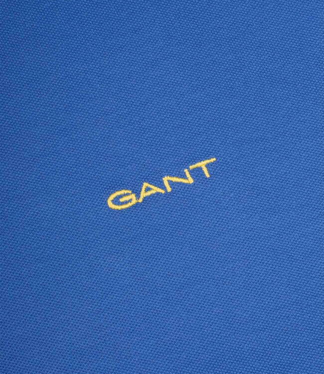 Gant 2062026 407 rich blue kobaltblauw katoen stretch heren polo