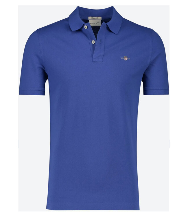 Gant 2210-407 kobaltblauw heren polo korte mouw regular fit