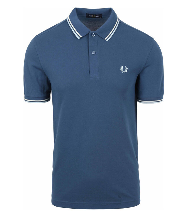 Fred Perry M3600 U91 Twin Tipped polo blauw met lichtblauw logo