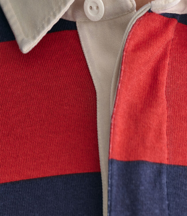 Gant 2005123 630 donkerblauw rood streepte heren rugby shirt sweater