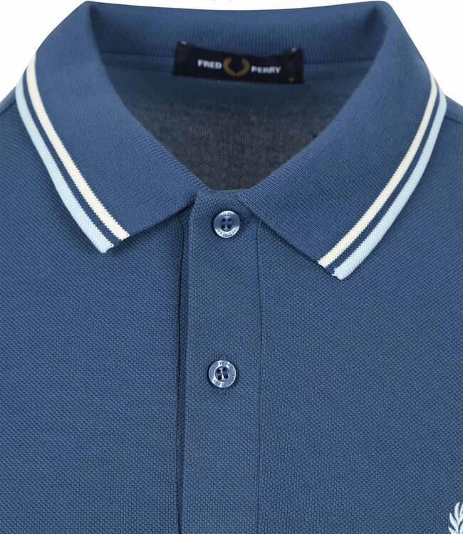 Fred Perry M3600 U91 Twin Tipped polo blauw met lichtblauw logo