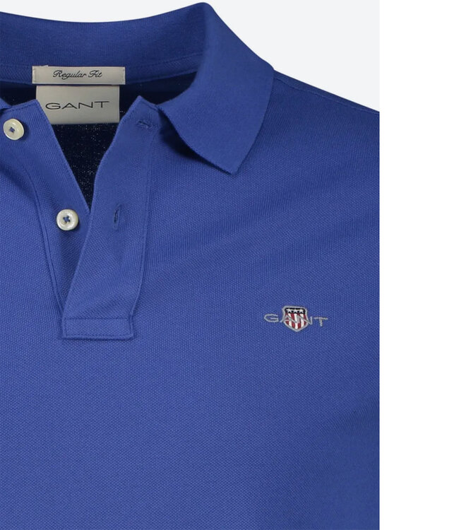 Gant 2210-407 kobaltblauw heren polo korte mouw regular fit