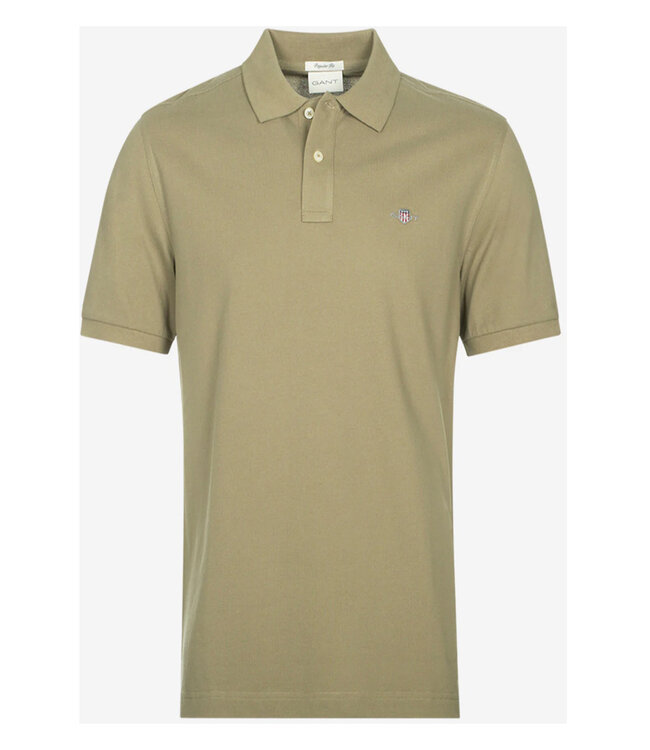 Gant 2210-203 olijfgroen dried clay heren polo korte mouw regular fit