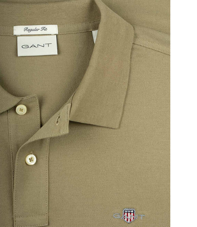 Gant 2210-203 olijfgroen dried clay heren polo korte mouw regular fit