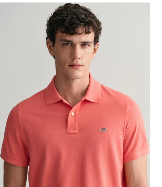 Gant 2210-628 sunset pink heren polo korte mouw regular fit