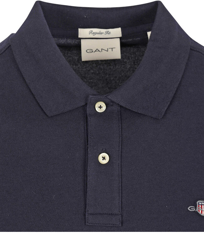 Gant 2210 433 donkerblauw heren polo korte mouw regular fit