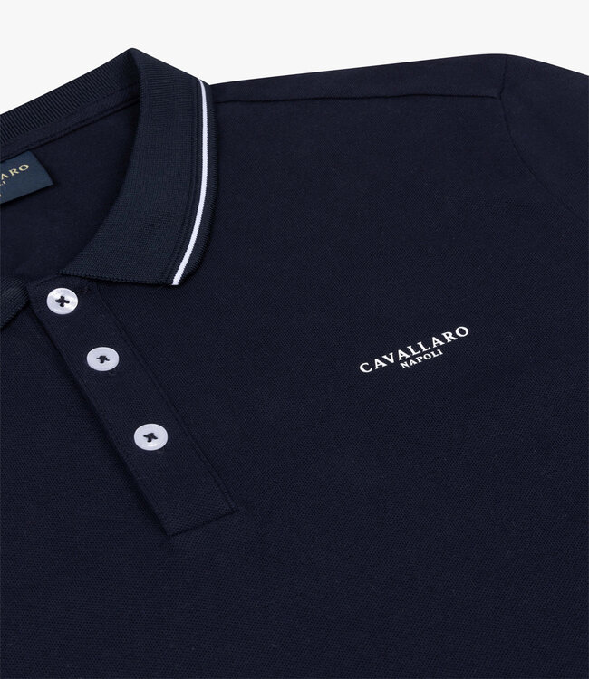 Cavallaro 116241003 699000 andrio donkerblauw polo katoen stretch