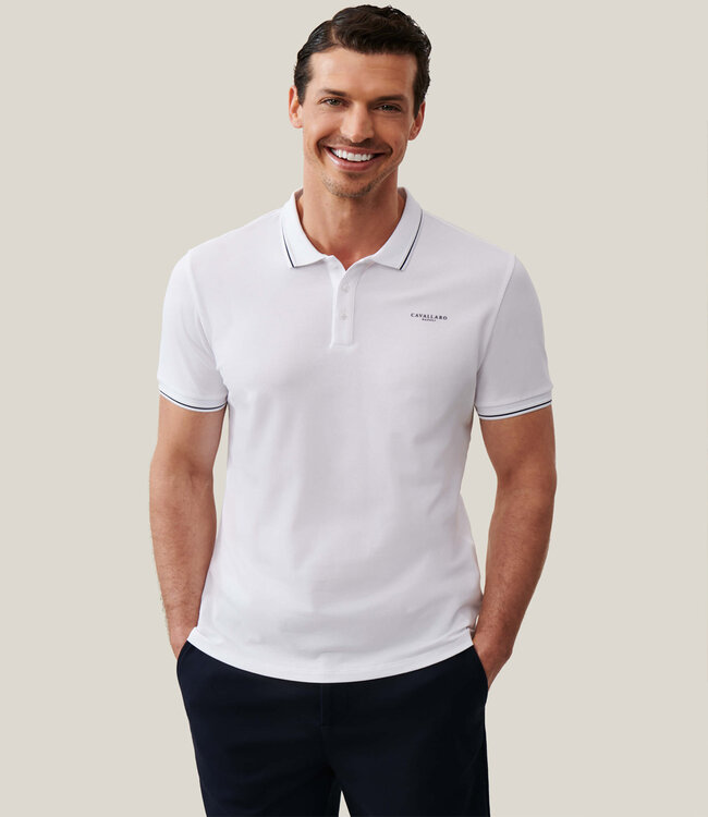 Cavallaro 116241003 100000 andrio wit polo katoen stretch