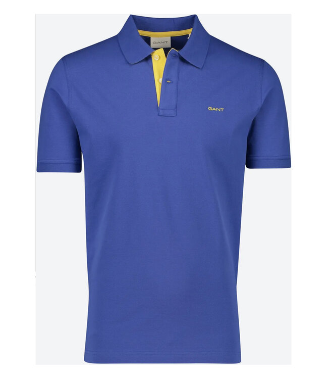 Gant rich blue kobaltblauw katoen stretch heren polo