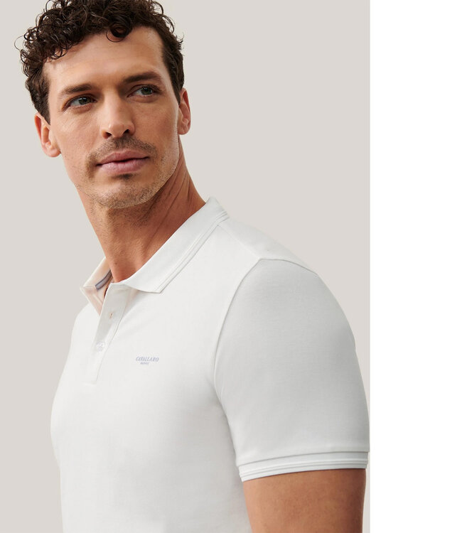 Cavallaro 116241010 off white Mandrio polo katoen stretch