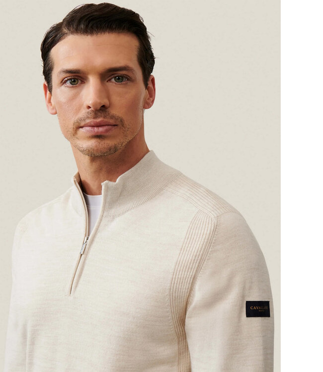 Cavallaro Palio heren beige kit zipper trui  met ritsje