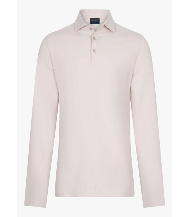 Cavallaro 116241006 heren Marciano polo lange mouw long sleeve beige kit katoen stretch