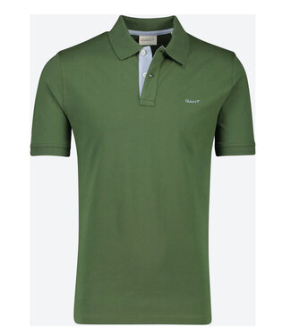 Gant pine green donkergroen katoen stretch heren polo