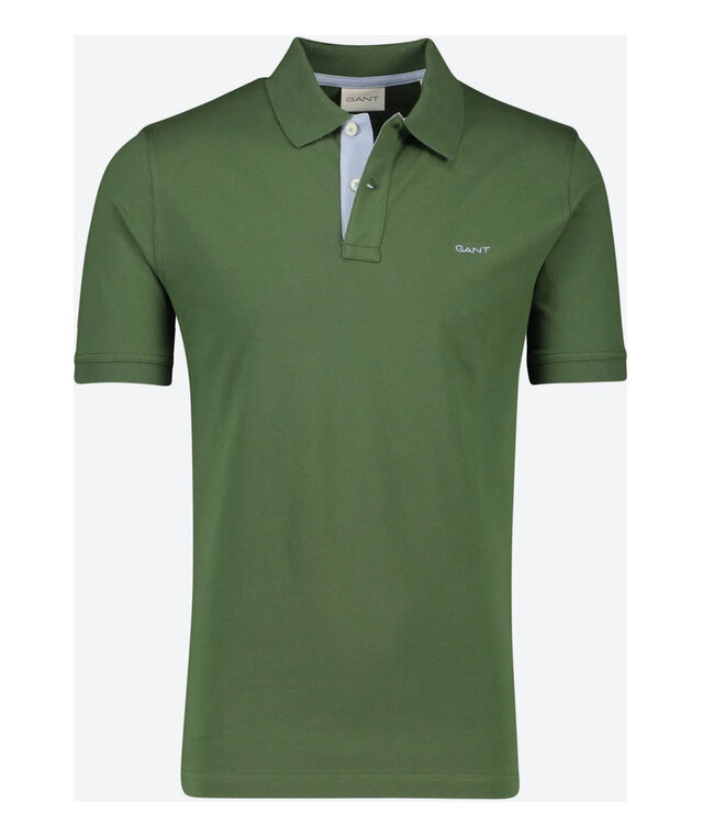 Gant 2062026 313 pine green donkergroen katoen stretch heren polo