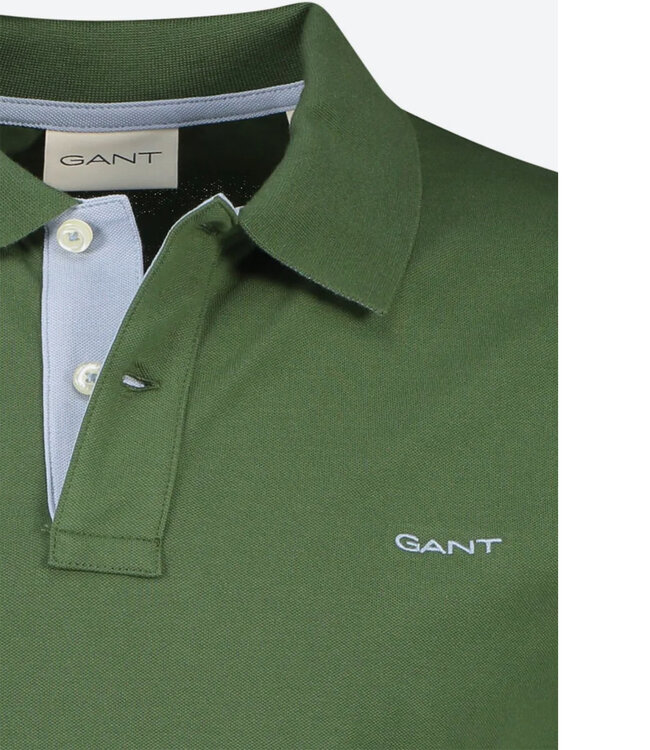 Gant 2062026 313 pine green donkergroen katoen stretch heren polo