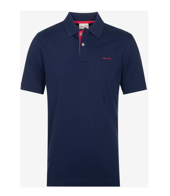 Gant 2062026-423 heren polo donker kobalt blauw persian blue stretch korte mouw