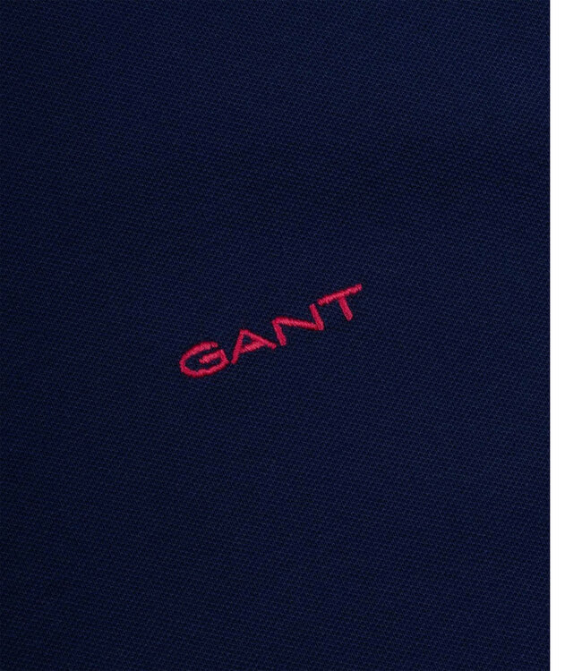 Gant 2062026-423 heren polo donker kobalt blauw persian blue stretch korte mouw