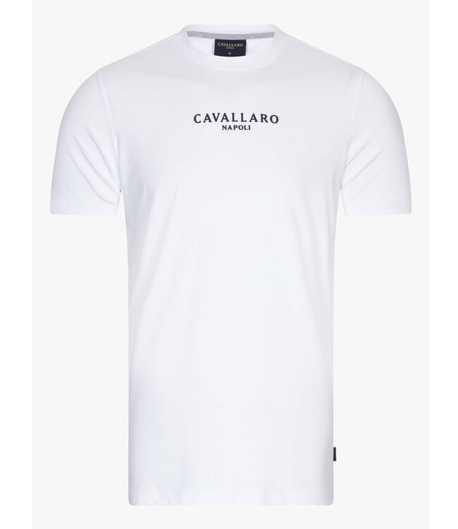 Cavallaro 117241003 Bari Tee white t-shirt wit ronde hals katoen stretch