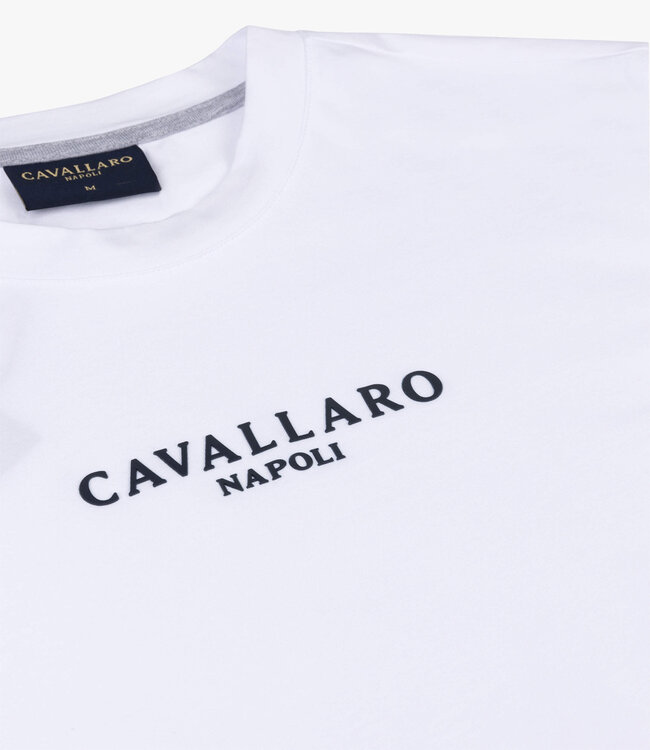 Cavallaro 117241003 Bari Tee white t-shirt wit ronde hals katoen stretch
