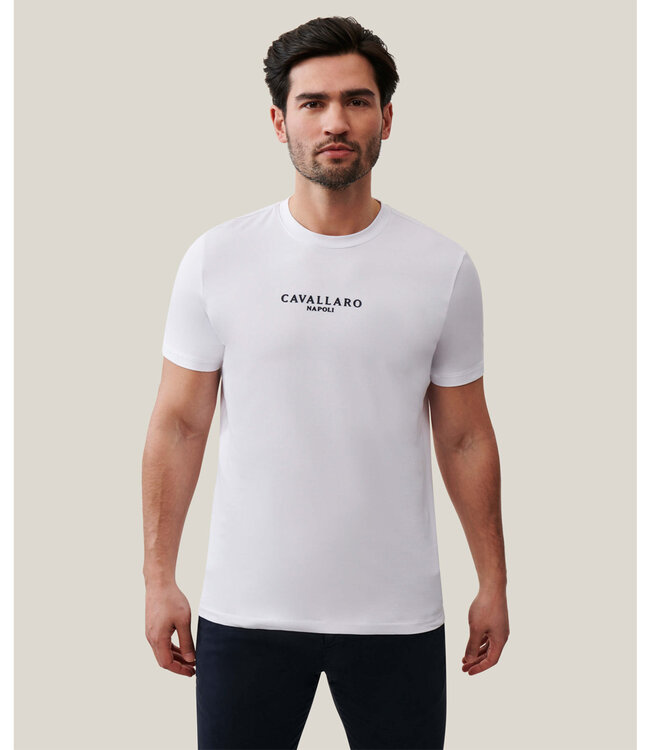 Cavallaro 117241003 Bari Tee white t-shirt wit ronde hals katoen stretch