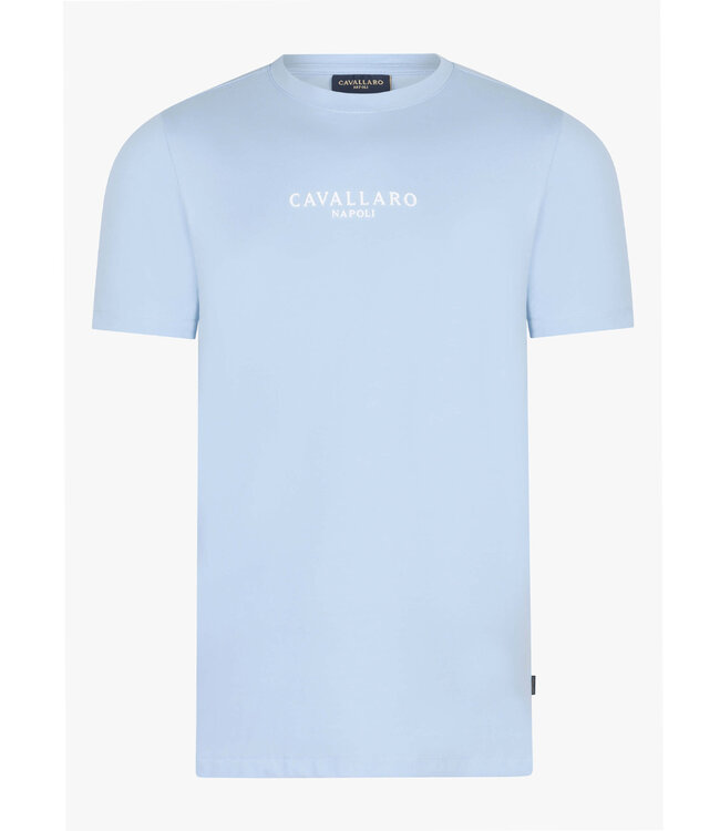 Cavallaro 117241015 Mandrio Tee light blue t-shirt lichtblauw ronde hals katoen stretch