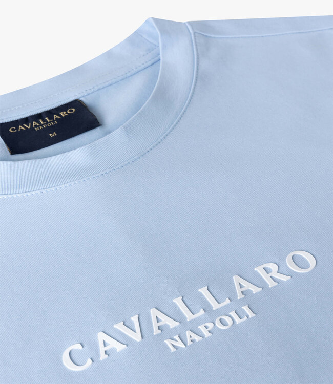 Cavallaro 117241015 Mandrio Tee light blue t-shirt lichtblauw ronde hals katoen stretch