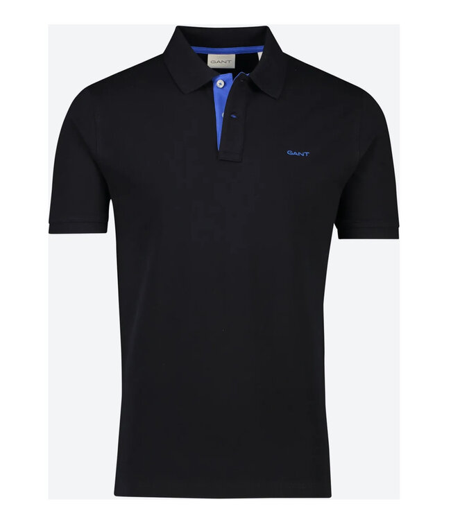 Gant 2062026-5 Gant heren polo zwart stretch korte mouw