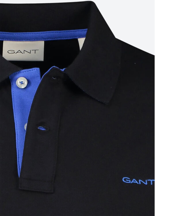 Gant 2062026-5 Gant heren polo zwart stretch korte mouw