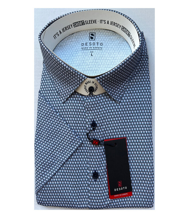Desoto 73032-3 147 overhemd korte mouw donkerblauw grafische print