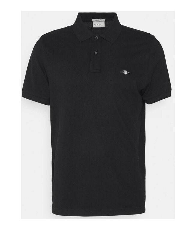 Gant 2210-5 zwart heren polo korte mouw regular fit pique katoen