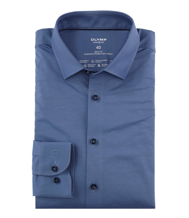 Olymp 2008 64 17 body fit heren overhemd kobaltblauw jersey