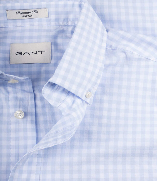 Gant 3000120-455 heren overhemd lichtblauw-wit ruitje button down
