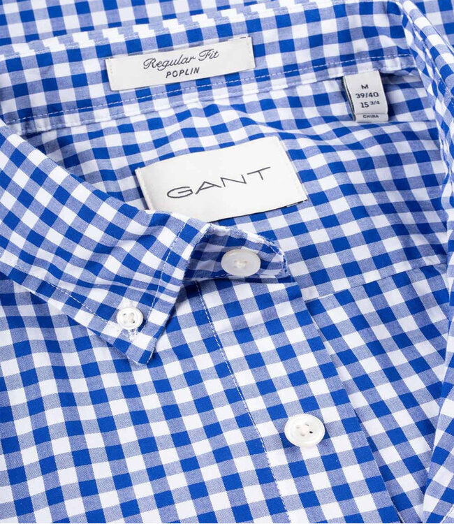 Gant 3000120-436 heren overhemd blauw-wit ruitje button down