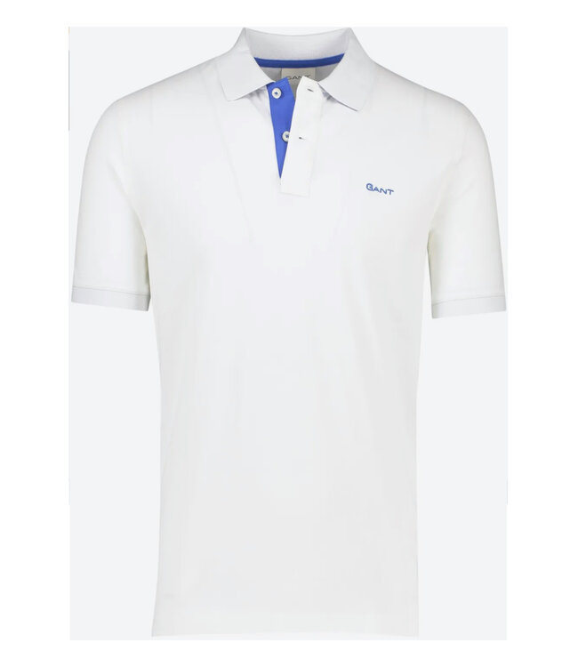 Gant 2062026 113 wit heren polo katoen stretch korte mouw