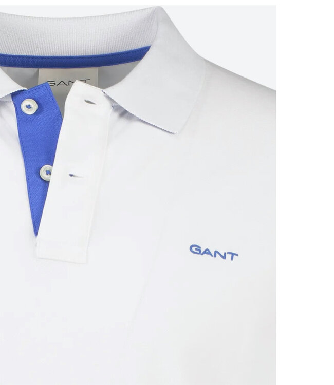Gant 2062026 113 wit heren polo katoen stretch korte mouw