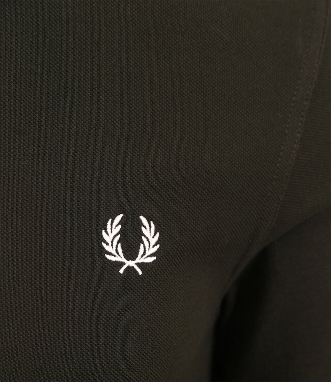 Fred Perry M3636 T50 Fred donkergroen Twin Tipped polo lange mouw met wit Fred Perry logo