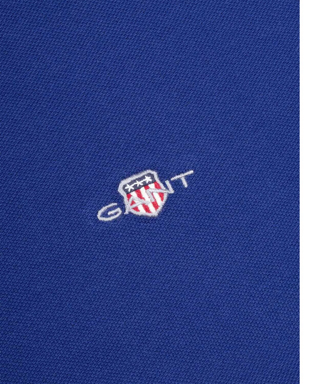 Gant 2230 heren polo kobaltblauw lange mouw